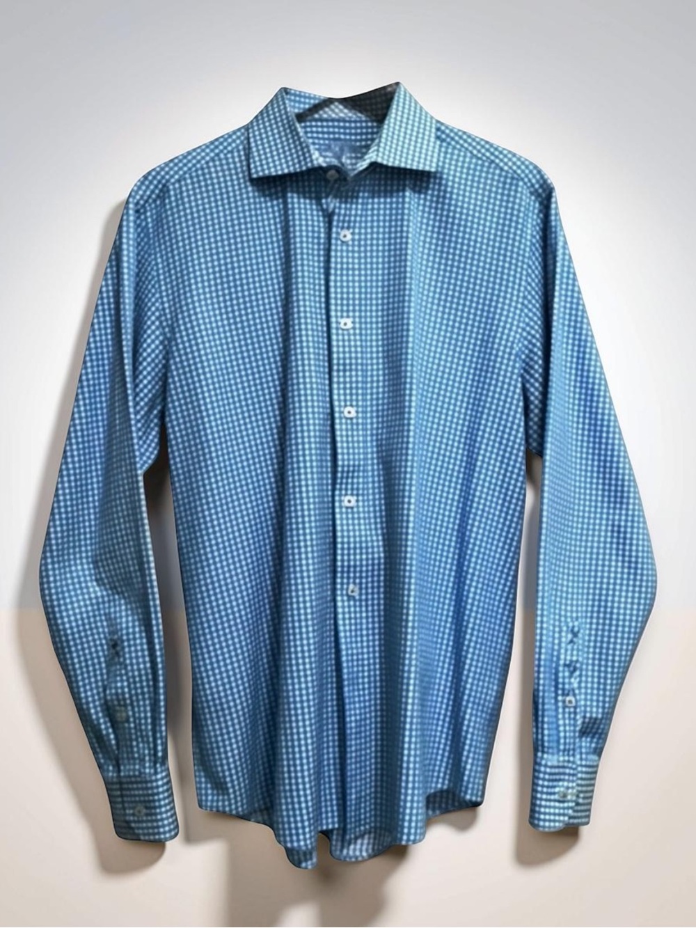 Bugatchi Blue & White Check Sport Shirt | Mercerized Cotton | Modern Luxury